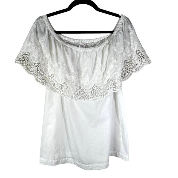 Ingrid & Isabel Lace Off the Shoulder 100% Cotton Maternity Top Ivory Size XS - Picture 3 of 11